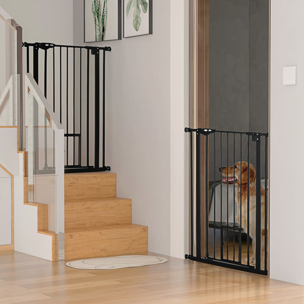 Lot de 2 barrières de sécurité animaux de 104H cm avec système de double verrouillage sans percage de 74 à 80 cm